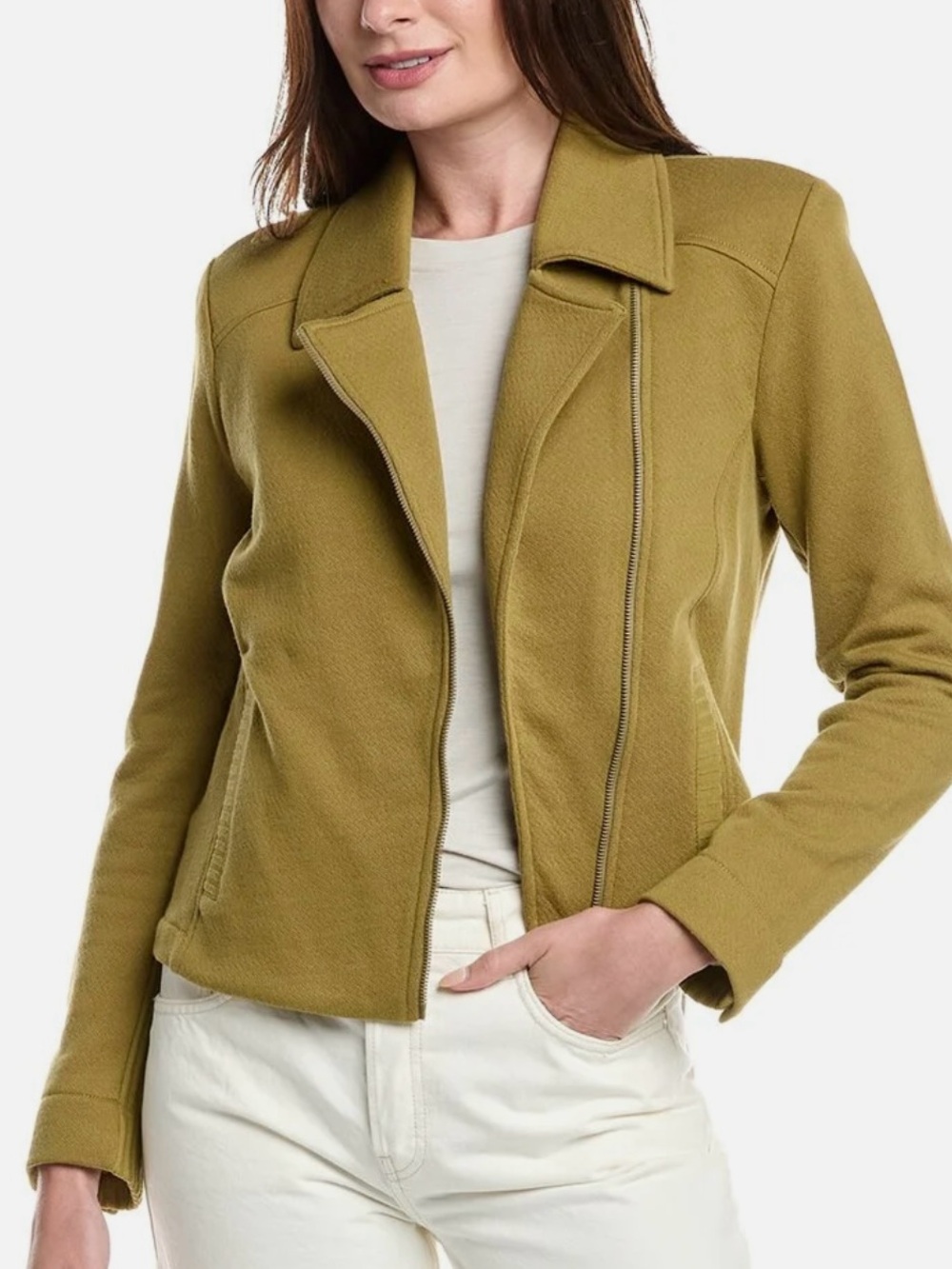 Cabi Road Trip Jacket Olive Green Moto Knit Style 6470.Size L